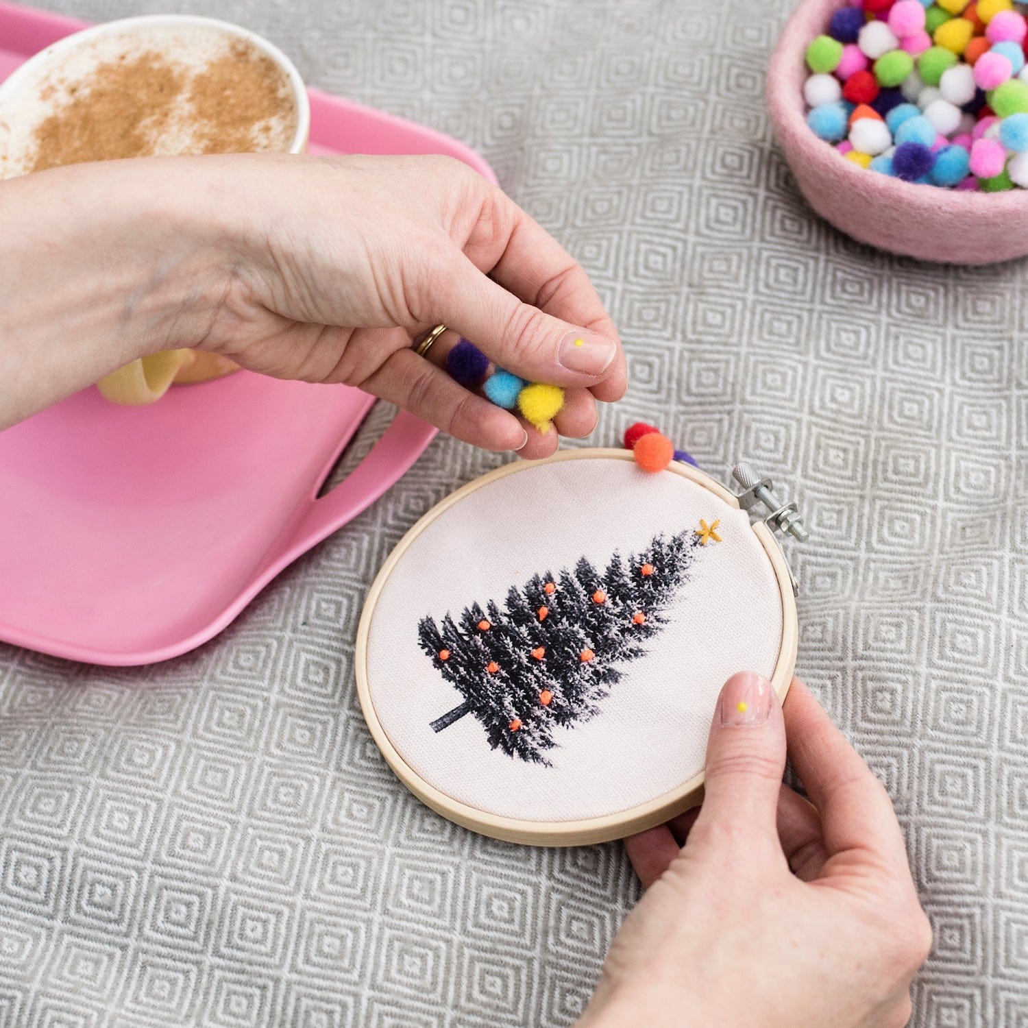 Cotton Clara Embroidery Kits Christmas Tree Embroidery Hoop Kit