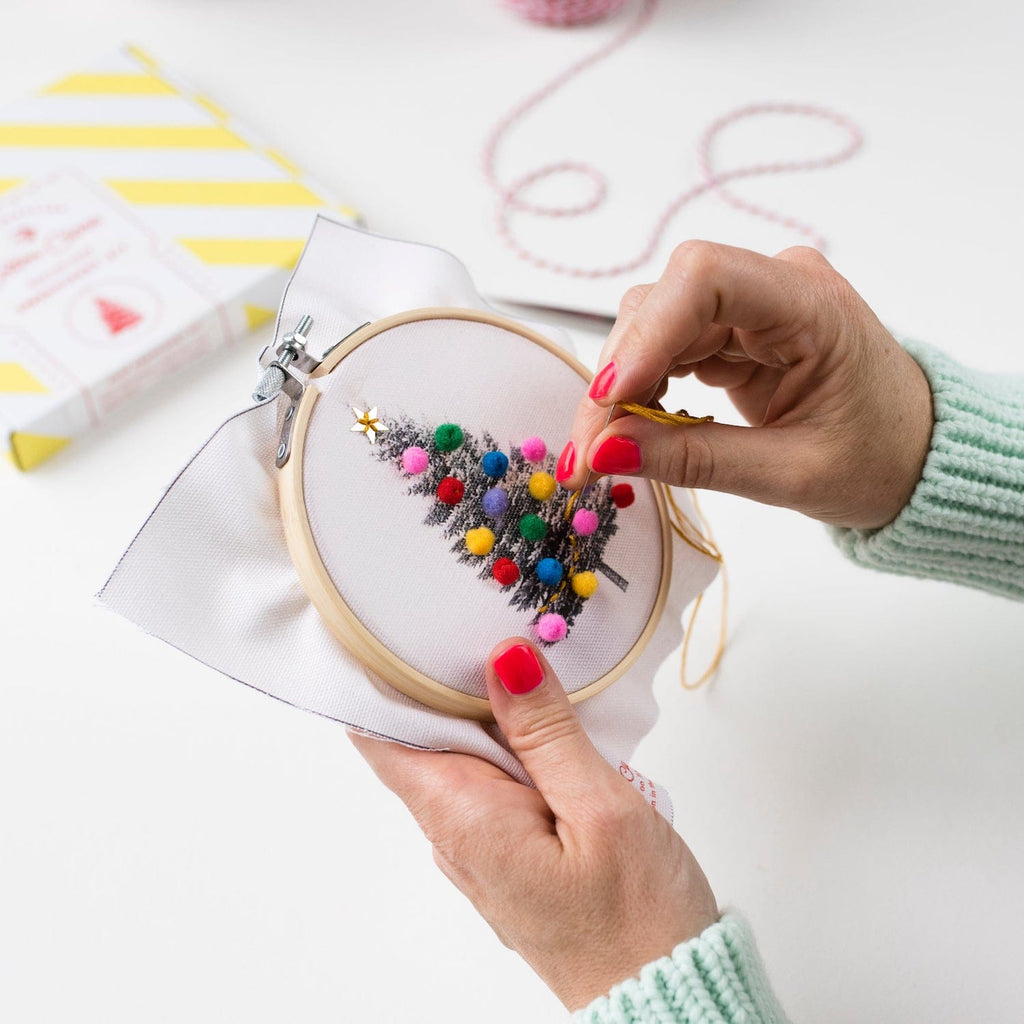 Cotton Clara Embroidery Kits Christmas Tree Embroidery Hoop Kit