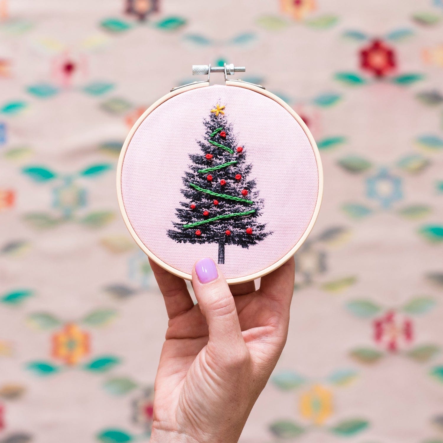 Cotton Clara Embroidery Kits Christmas Tree Embroidery Hoop Kit