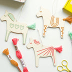 Cotton Clara Embroidery Kits Dala Horses Embroidery Board Kit
