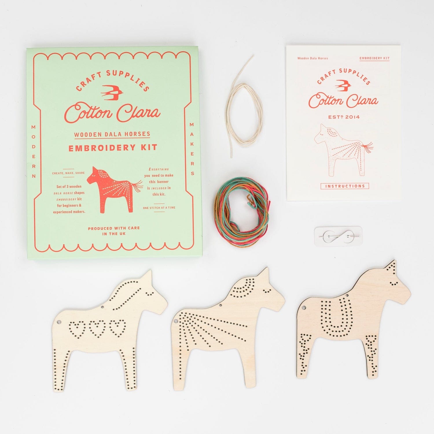Cotton Clara Embroidery Kits Dala Horses Embroidery Board Kit