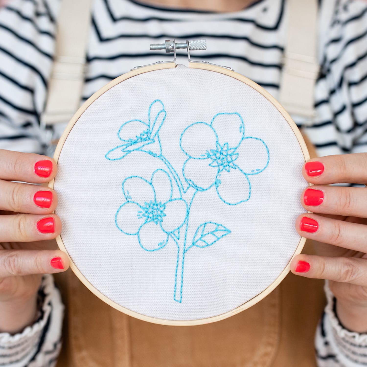 Cotton Clara Embroidery Kits Forget Me Not Embroidery Hoop Kit