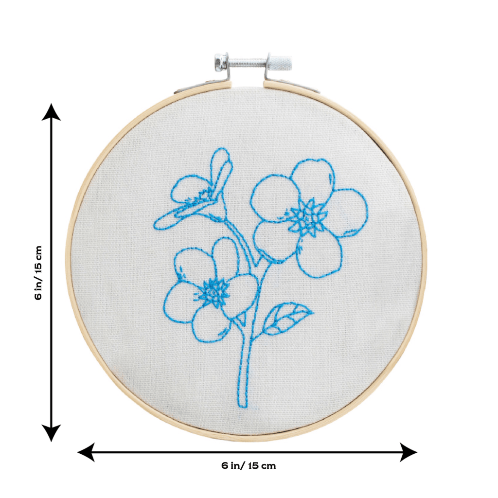 Cotton Clara Embroidery Kits Forget Me Not Embroidery Hoop Kit