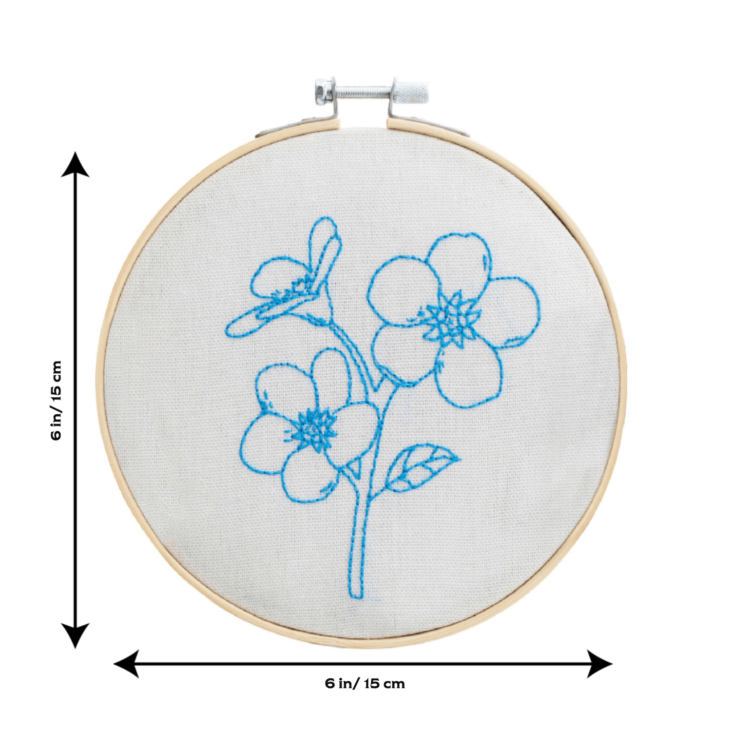 Cotton Clara Embroidery Kits Forget Me Not Embroidery Hoop Kit