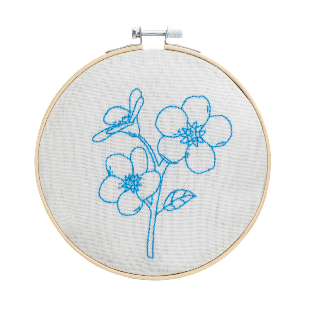 Cotton Clara Embroidery Kits Forget Me Not Embroidery Hoop Kit