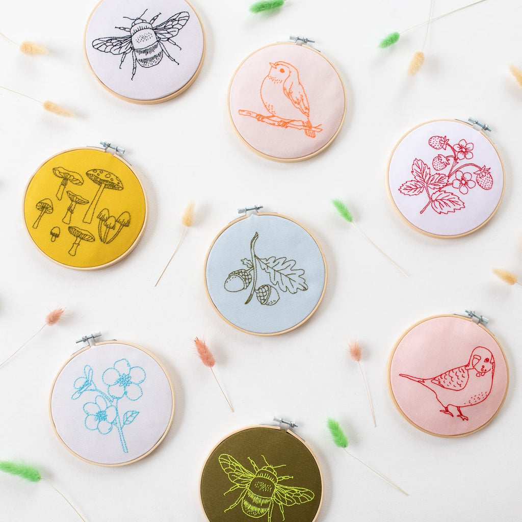 Cotton Clara Embroidery Kits Forget Me Not Embroidery Hoop Kit