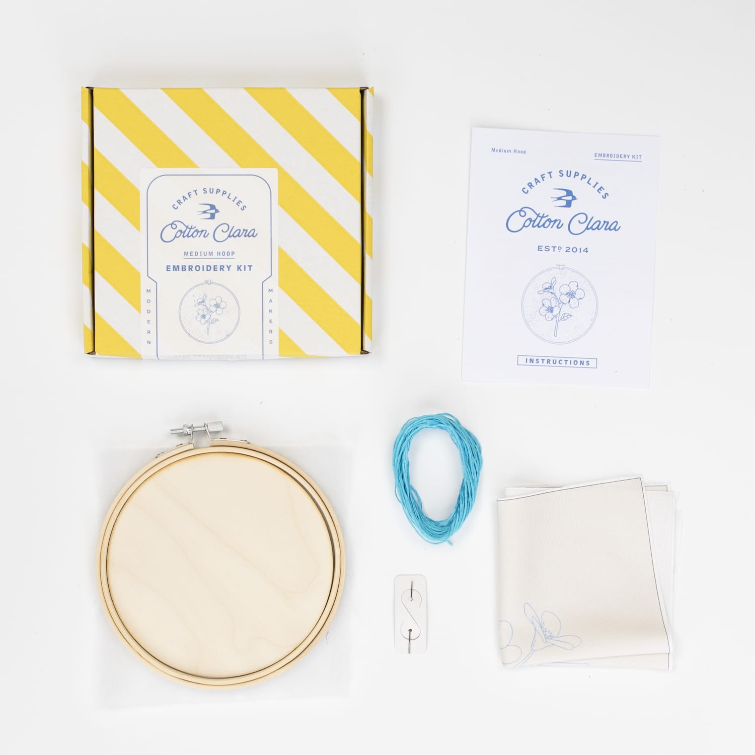 Cotton Clara Embroidery Kits Forget Me Not Embroidery Hoop Kit