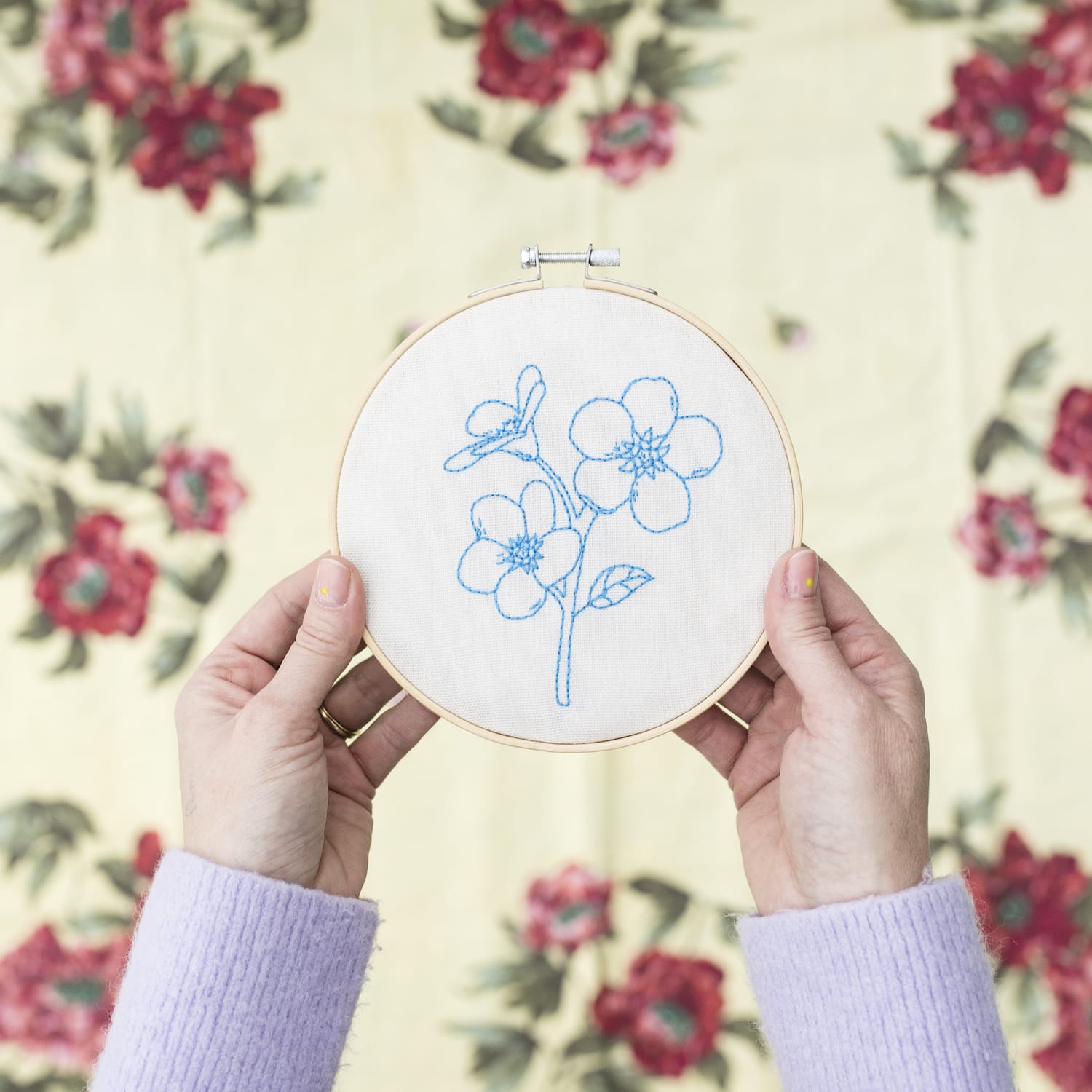 Cotton Clara Embroidery Kits Forget Me Not Embroidery Hoop Kit