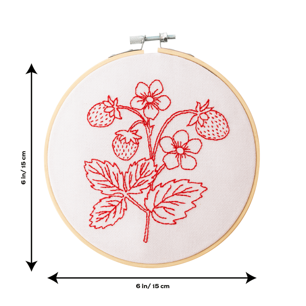 Cotton Clara Strawberry Embroidery Hoop Kit