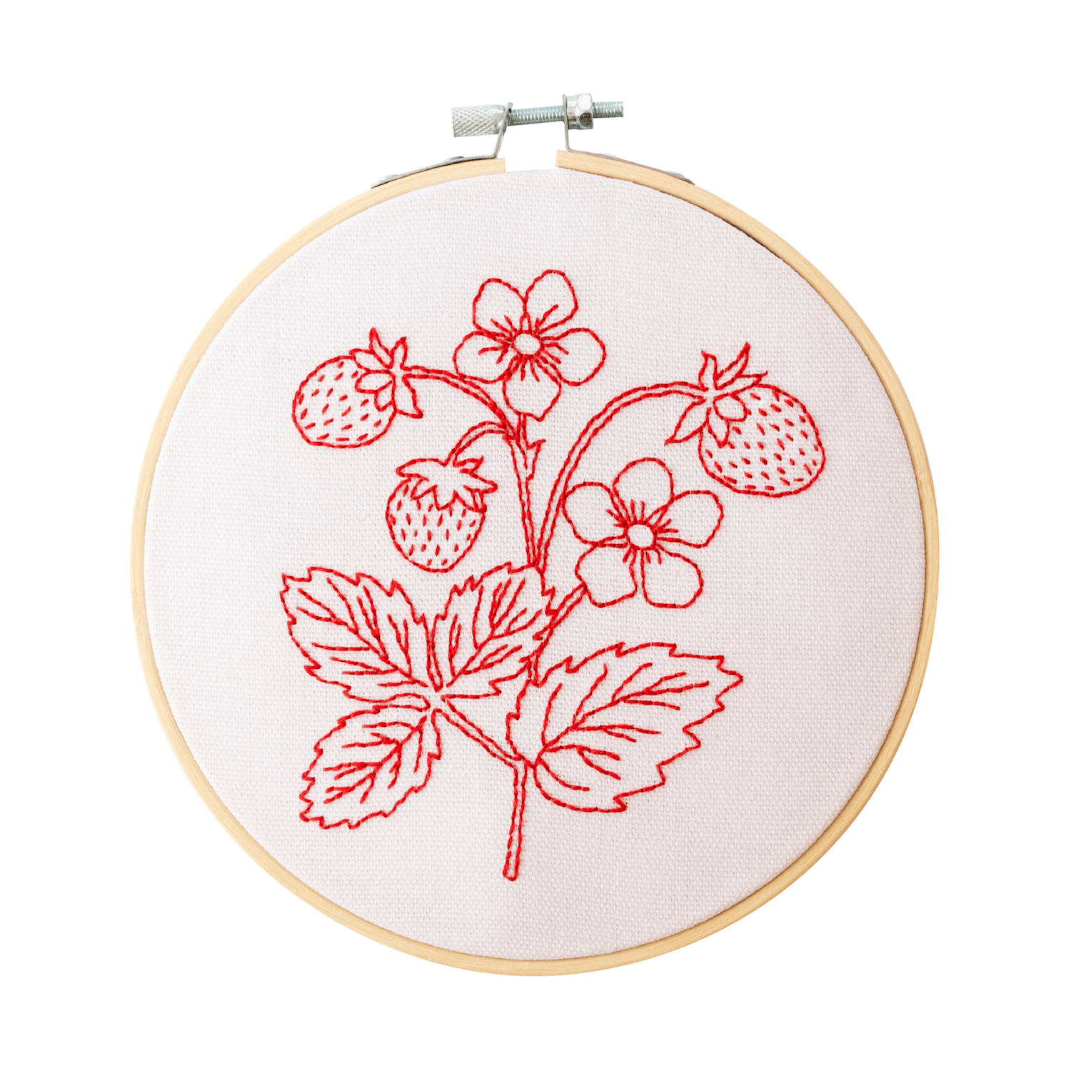 Cotton Clara Strawberry Embroidery Hoop Kit