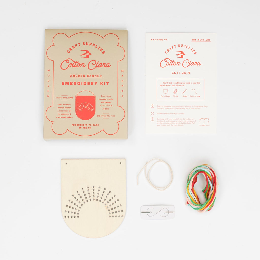 Cotton Clara Wooden Boards Rainbow Embroidery Board Kit