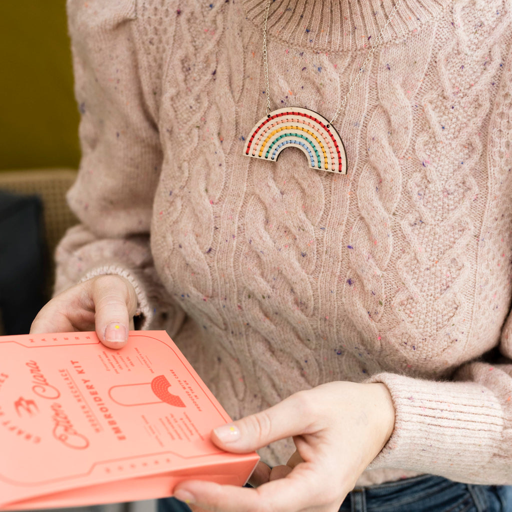 Cotton Clara Wooden Boards Rainbow Necklace Embroidery Board Kit