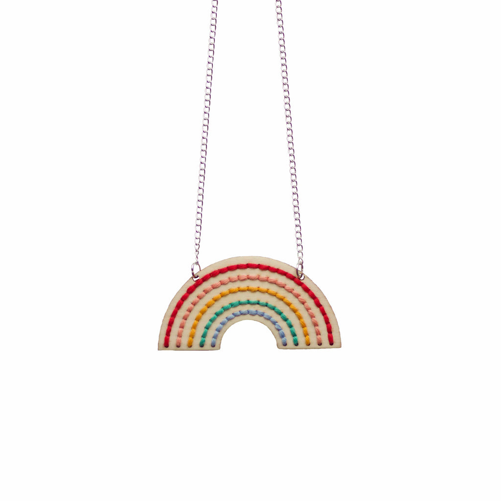 Cotton Clara Wooden Boards Rainbow Necklace Embroidery Board Kit