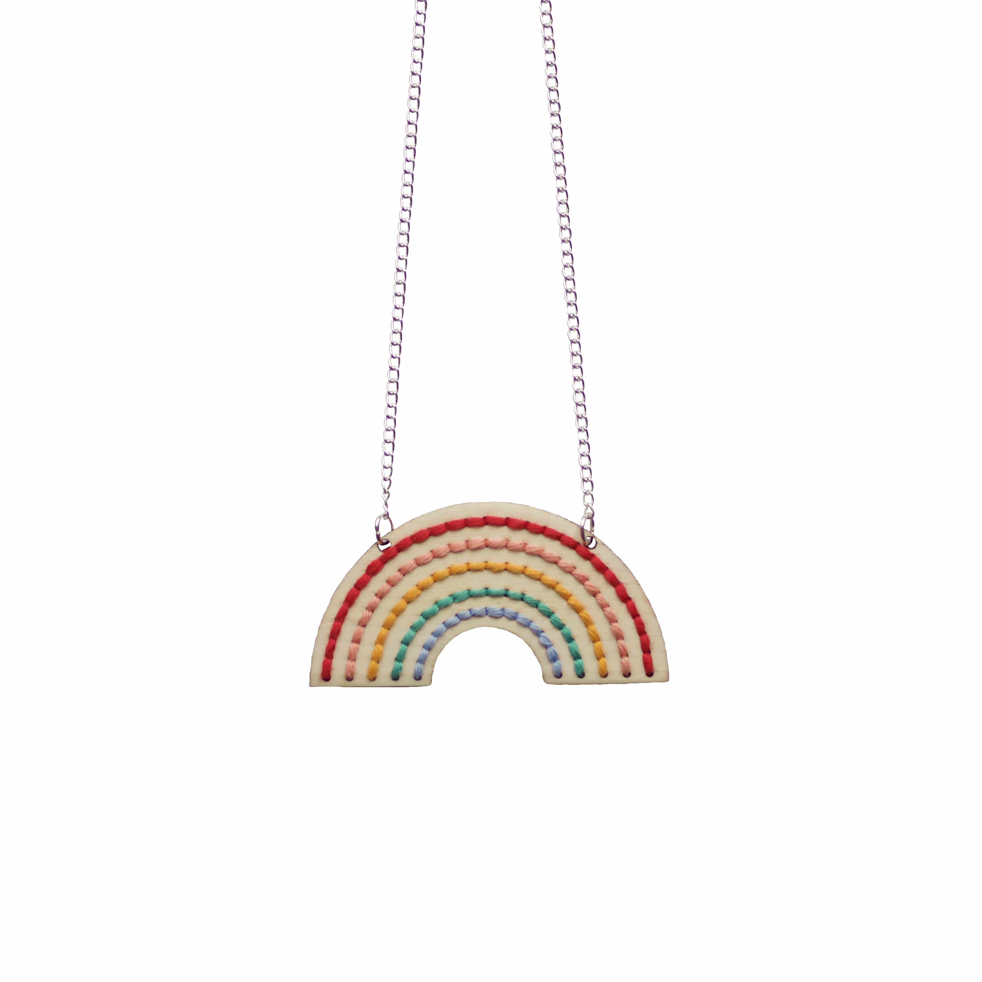 Cotton Clara Wooden Boards Rainbow Necklace Embroidery Board Kit