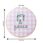 Joy and Peace Gingham Embroidery Hoop Kit