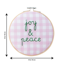 Load image into Gallery viewer, Joy and Peace Gingham Embroidery Hoop Kit