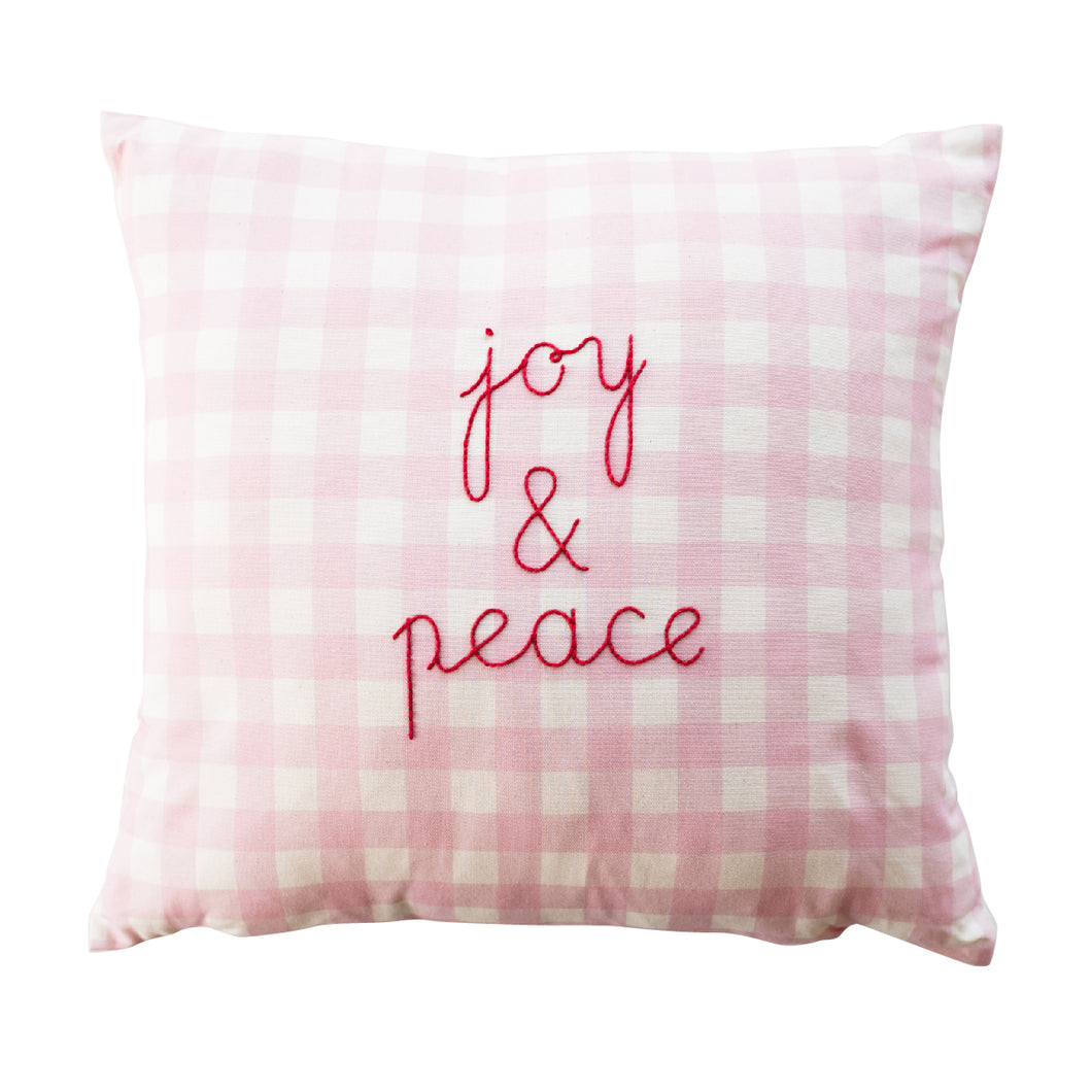 Joy & Peace Gingham Cushion Embroidery Kit