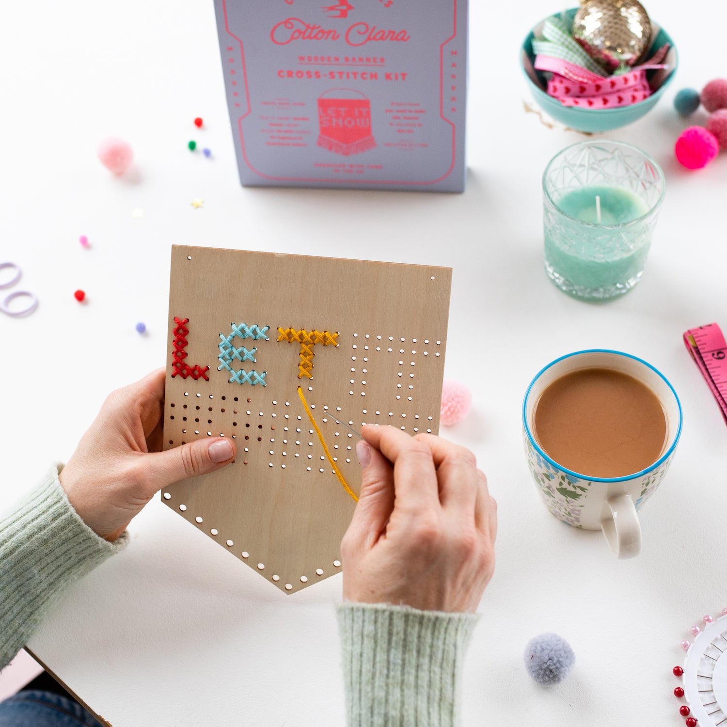 Let it Snow Tasseled Embroidery Board Kit