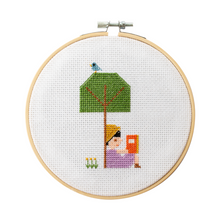 Load image into Gallery viewer, Reading Under A Tree Samantha Purdy Cross Stitch Kit
