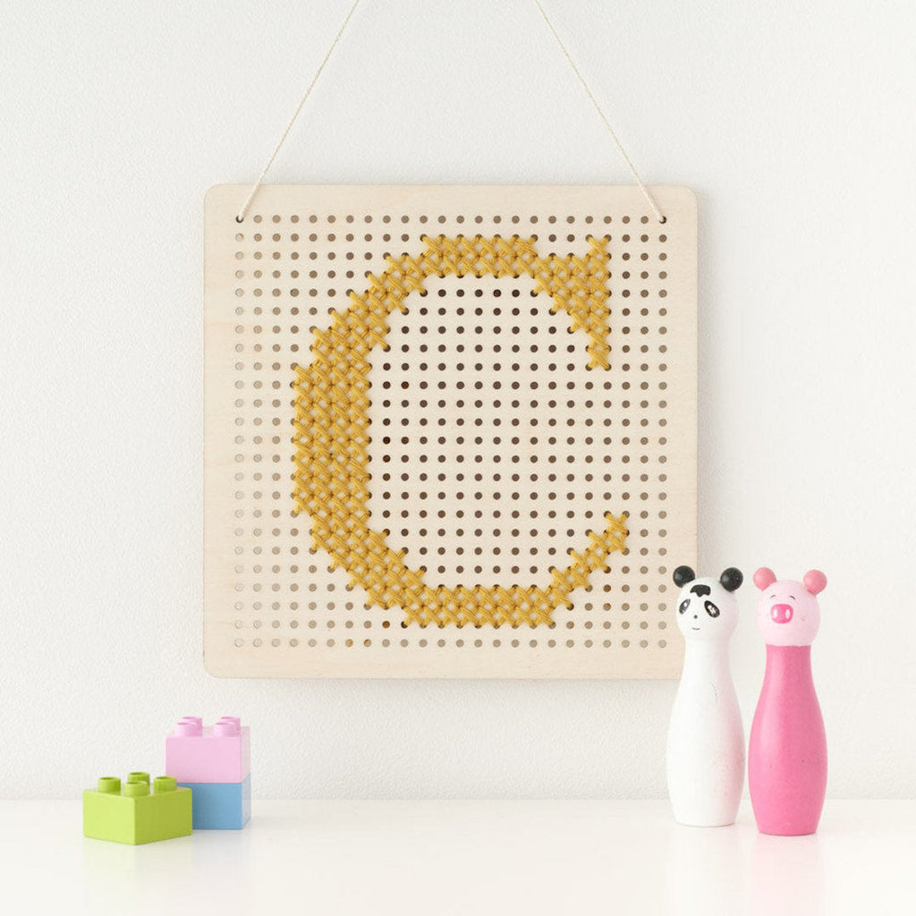 Mustard Cross Stitch Wooden Peg Board Kit