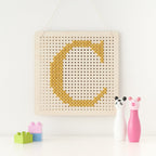Mustard Cross Stitch Wooden Peg Board Kit