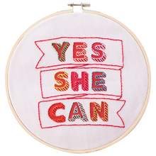 Load image into Gallery viewer, Yes She Can Embroidery Hoop Kit